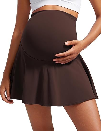 Butterluxe Maternity Flowy Tennis Skirts - High Waisted A Line Golf Athletic Casual Womens Pregnancy with Pockets