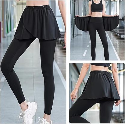 Women Layered Pleated Yoga Tennis Coverup Skirt Athletic Workout Running Buttons Elastic Waist Wrap Skirt Hip Scarf