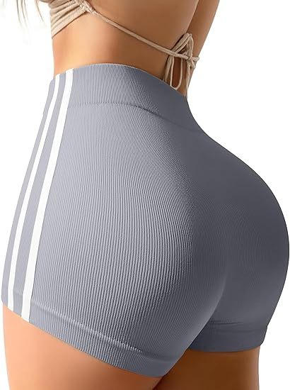 Workout Shorts Tummy Control Side Stripes Gym Yoga Seamless Active Shorts