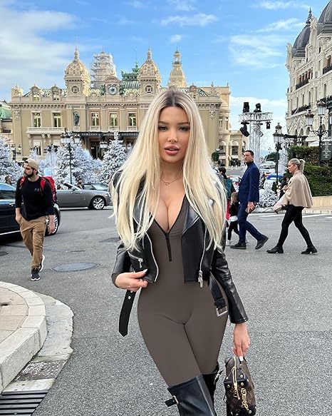 Women Yoga Jumpsuits Workout Ribbed Long Sleeve Zip Front Sport Jumpsuits