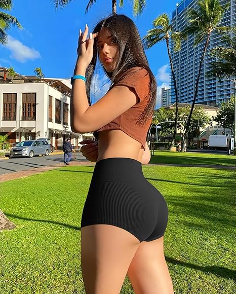 Women 3 Piece Yoga Shorts Sexy High Waist Booty Stretch Workout Exercise Hot Shorts