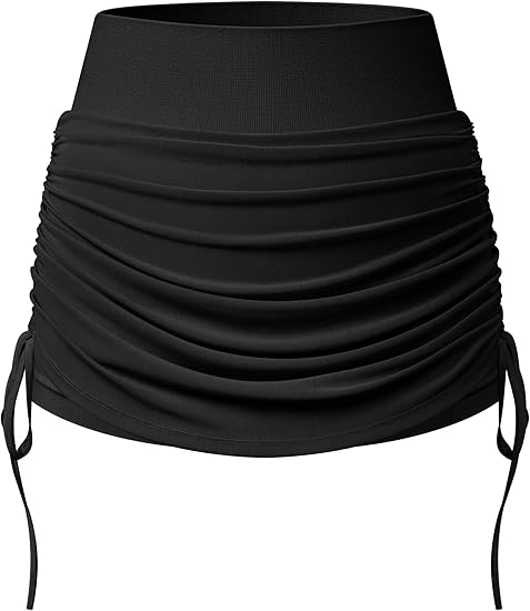 Women Tennis Skirts 2 in 1 Drawstring Mesh Ruched Athletic Skirts with Shorts High Waisted Gym Skort for Workout