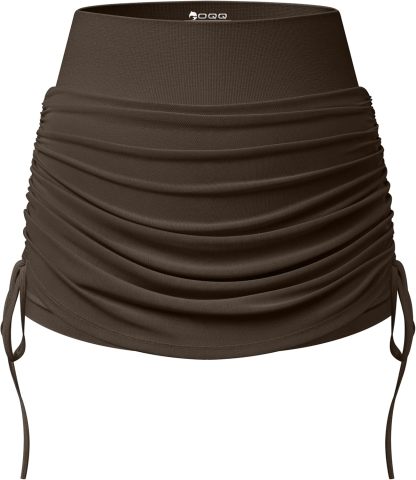  Women Tennis Skirts 2 in 1 Drawstring Mesh Ruched Athletic Skirts with Shorts High Waisted Gym Skort for Workout