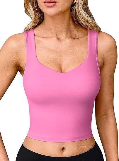  Womens' Sports Bra Padded with Medium Support Tank Tops Tee Shirts