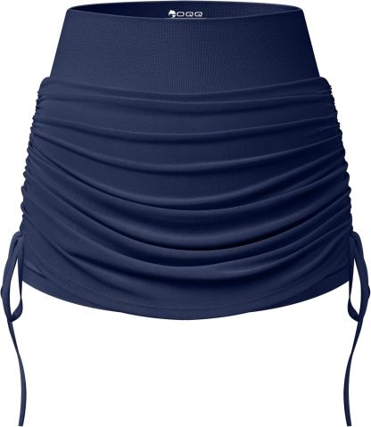  Women Tennis Skirts 2 in 1 Drawstring Mesh Ruched Athletic Skirts with Shorts High Waisted Gym Skort for Workout