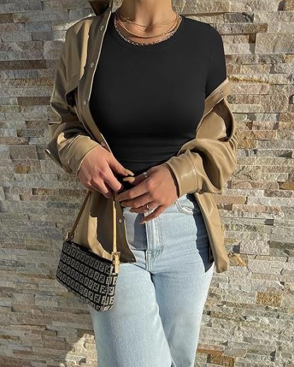 Womens 2 Piece Shirts Short Sleeve Crew Neck Ruched Stretch Fitted Tee Shirts Crop Tops