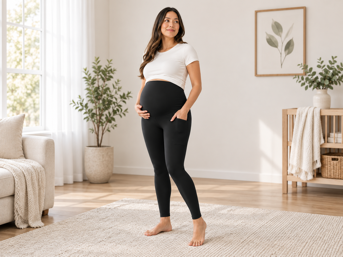 Over-Belly Maternity Leggings with Pockets