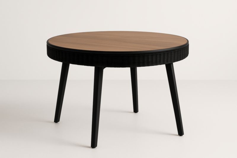 Table basse ronde en bois et métal noir Ø80cm