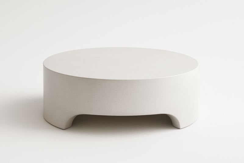 Table basse ronde en béton gris