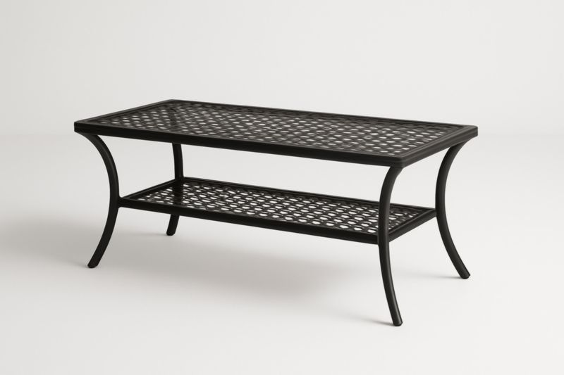 Table basse rectangulaire en métal noir 120x60x45 cm