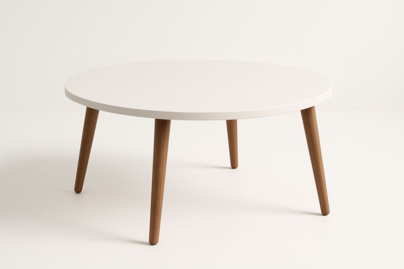 Table basse ronde bois MDF pieds pin 90 cm