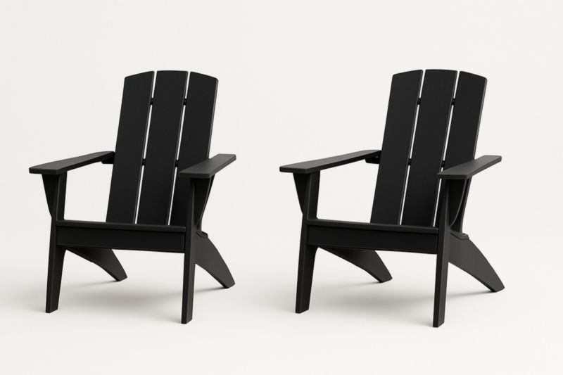 Ensemble de chaises Adirondack en plastique noir pour extérieur