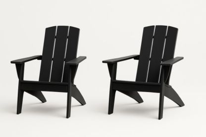Ensemble de chaises Adirondack en plastique noir pour extérieur