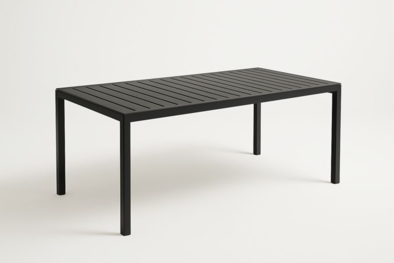 Table rectangulaire d'extérieur en aluminium noir 180x90x75 cm
