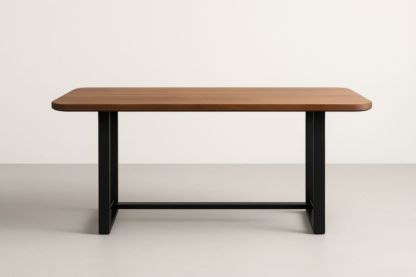 Table Rectangulaire Bois Noyer et Métal Noir 180x90x75 cm