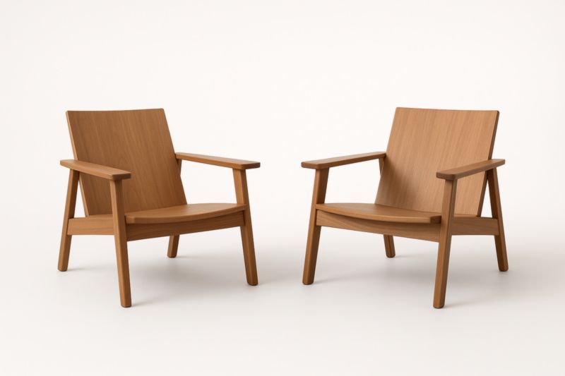 Ensemble de 2 fauteuils en bois massif marron