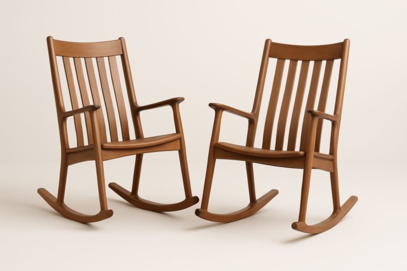 Lot de 2 chaises à bascule en bois massif brun