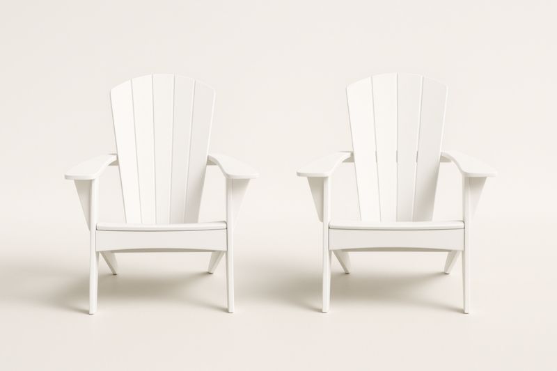 Lot de 2 Chaises Adirondack Extérieur Polyéthylène Blanc