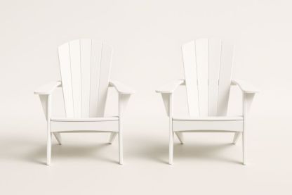 Lot de 2 Chaises Adirondack Extérieur Polyéthylène Blanc