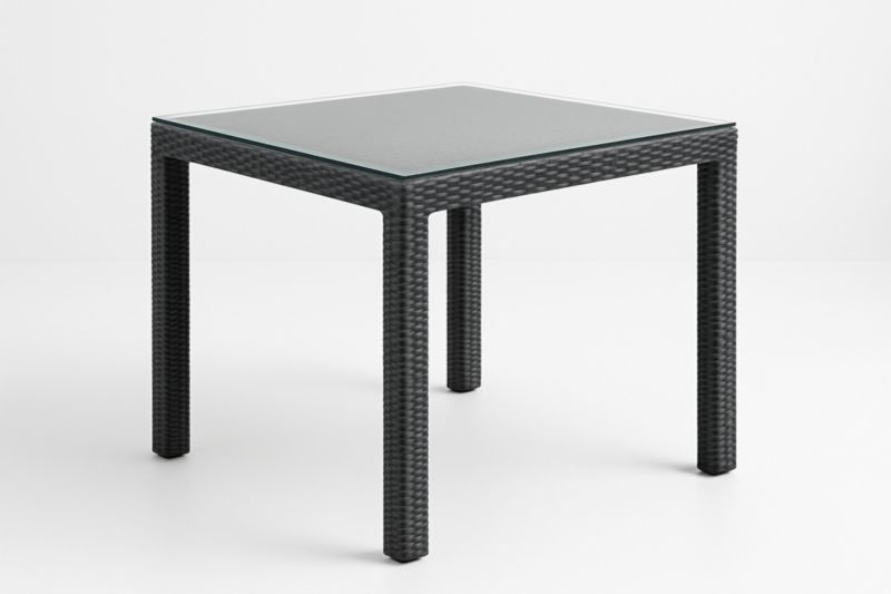 Table carrée en résine tressée avec plateau en verre 90x90x75 cm