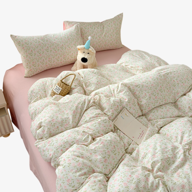 Deluxe Microfiber Jacquard Bedding Set, 4 Pieces – Bed Sheet & Duvet Cover Set