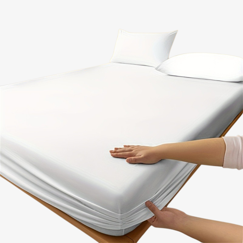 Premium White Fitted Bed Sheet for Hotels and Home, Breathable & Non-Slip Polyester Fabric