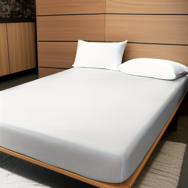Premium White Fitted Bed Sheet for Hotels and Home, Breathable & Non-Slip Polyester Fabric