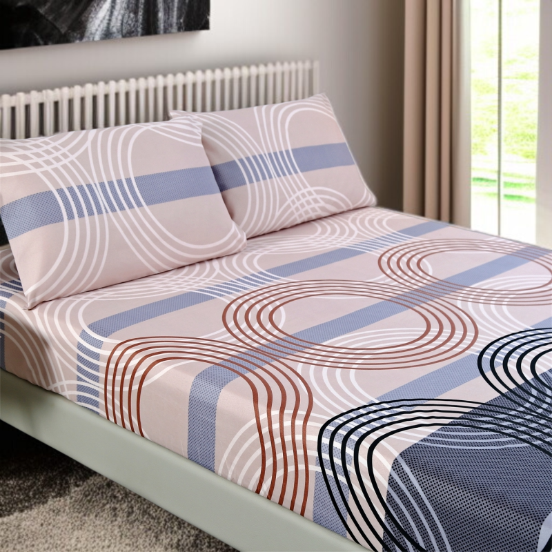 New Geometric Microfiber Bed Sheet – Double Size, Soft & Comfortable for Bedroom