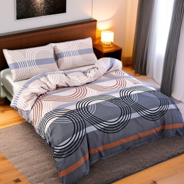 New Geometric Microfiber Bed Sheet – Double Size, Soft & Comfortable for Bedroom