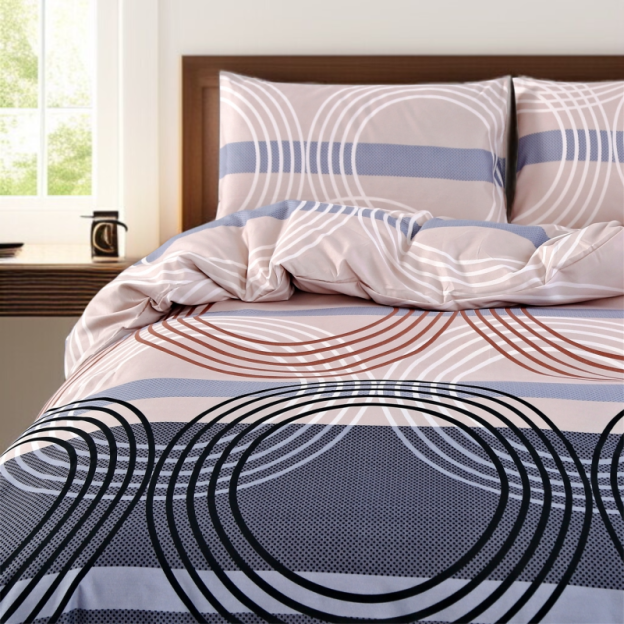 New Geometric Microfiber Bed Sheet – Double Size, Soft & Comfortable for Bedroom