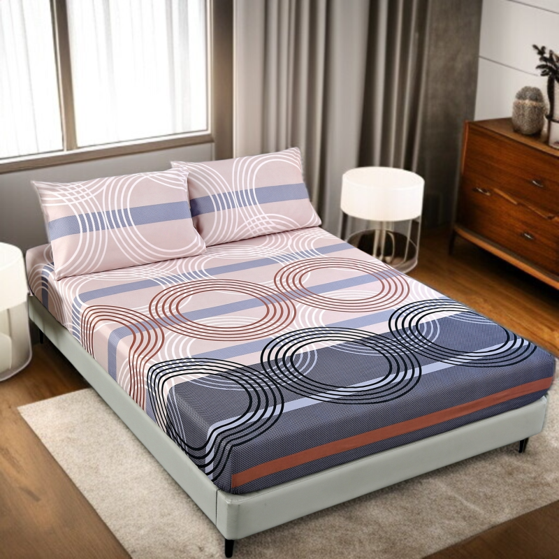 New Geometric Microfiber Bed Sheet – Double Size, Soft & Comfortable for Bedroom