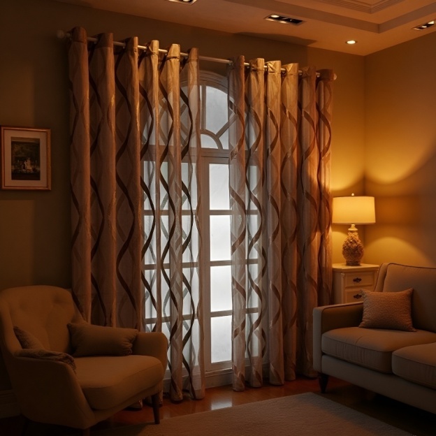 Transparenter Jacquard Vorhang für Wohnzimmerfenster, Innen Dekor