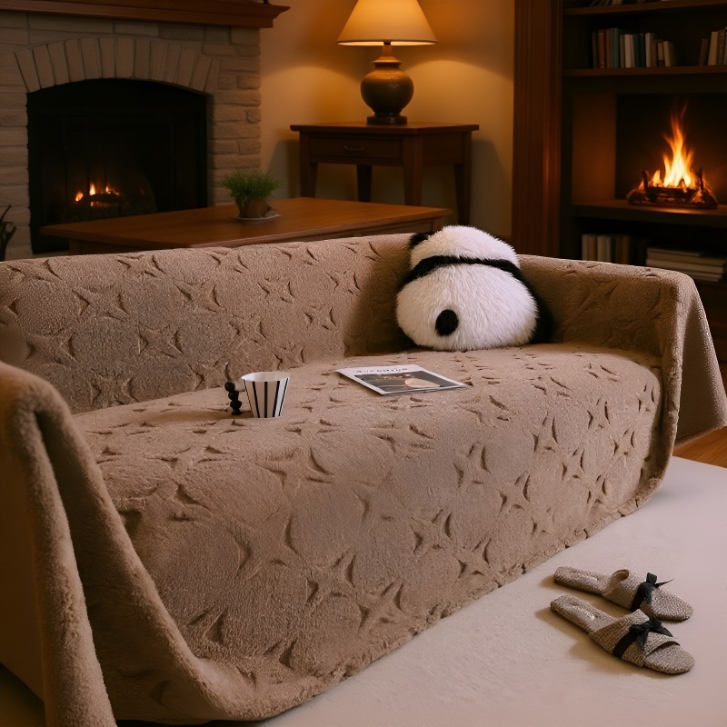 Anti-Kratz Sofaüberwurf aus Plüsch, nordischer Stil, rutschfeste Sofahusse für Herbst und Winter