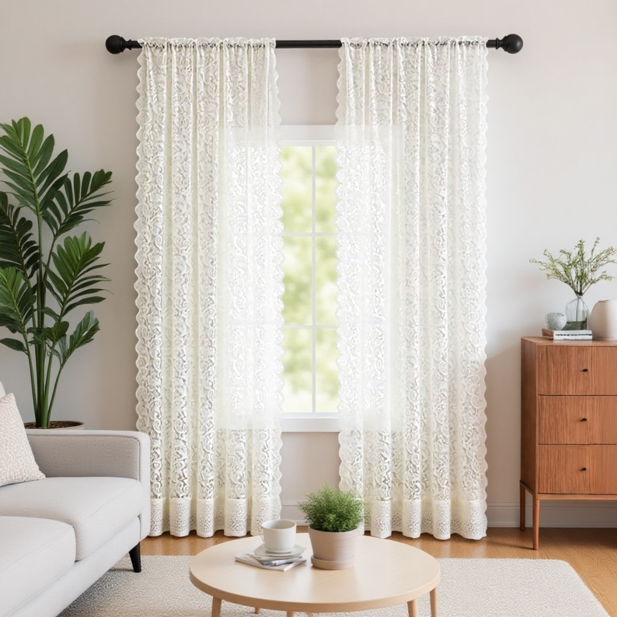 Dekorativer, undurchlässiger Fensterbehang aus Spitze
