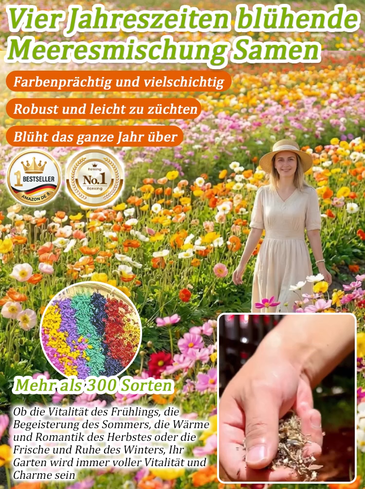 【Vier Jahreszeiten in voller Blüte】Blumenmeer-Samenmischung