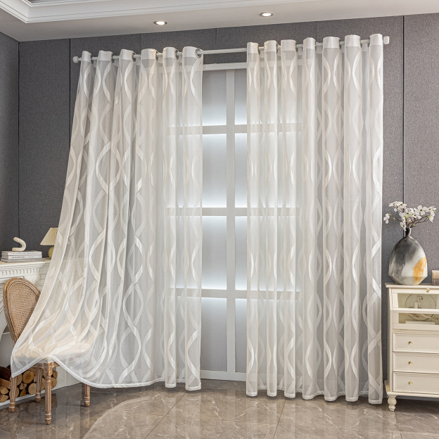 Transparenter Jacquard Vorhang für Wohnzimmerfenster, Innen Dekor