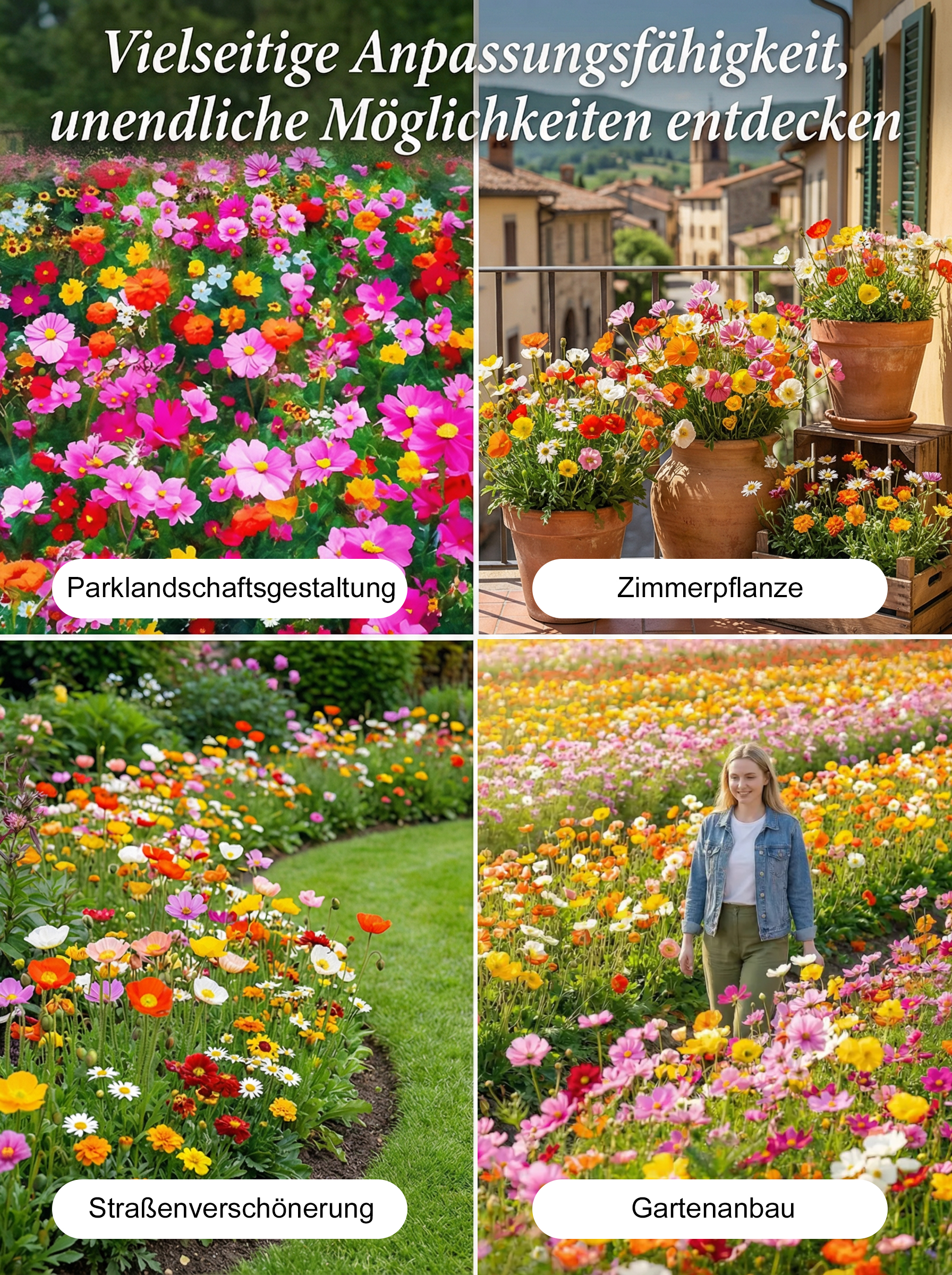 【Vier Jahreszeiten in voller Blüte】Blumenmeer-Samenmischung
