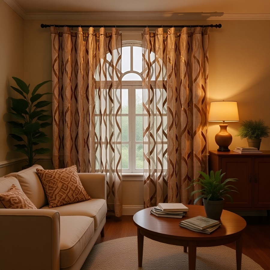 Transparenter Jacquard Vorhang für Wohnzimmerfenster, Innen Dekor