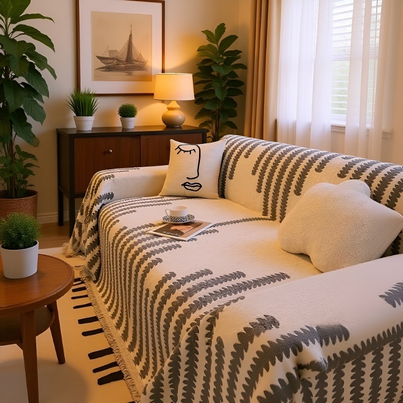 Eleganter Chenille Sofabezug, Anti-Rutsch, für alle Sofaarten geeignet