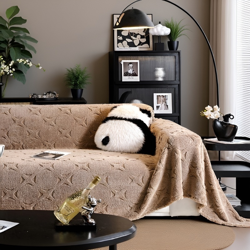 Anti-Kratz Sofaüberwurf aus Plüsch, nordischer Stil, rutschfeste Sofahusse für Herbst und Winter