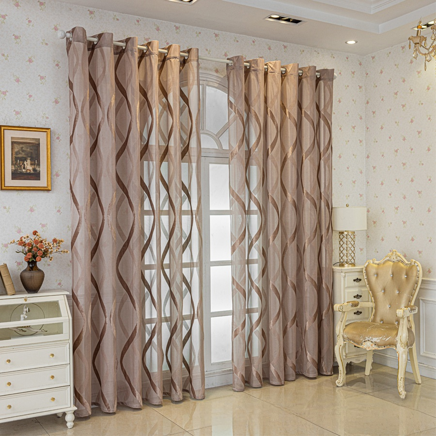 Transparenter Jacquard Vorhang für Wohnzimmerfenster – Elegante Fensterdekoration