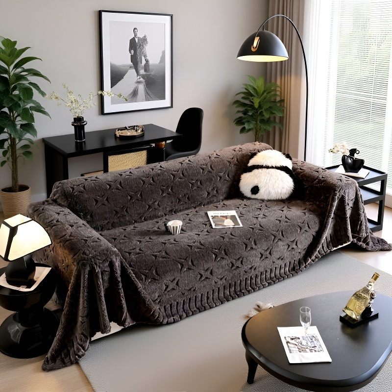 Anti-Kratz Sofaüberwurf aus Plüsch, nordischer Stil, rutschfeste Sofahusse für Herbst und Winter