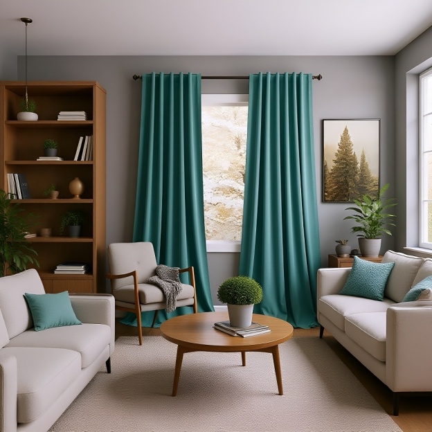 Dekorativer Verdunkelungsvorhang für Wohnzimmer, Einfarbig