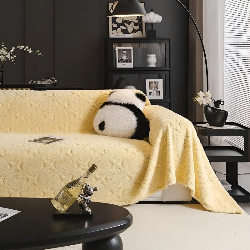 Anti-Kratz Sofaüberwurf aus Plüsch, nordischer Stil, rutschfeste Sofahusse für Herbst und Winter