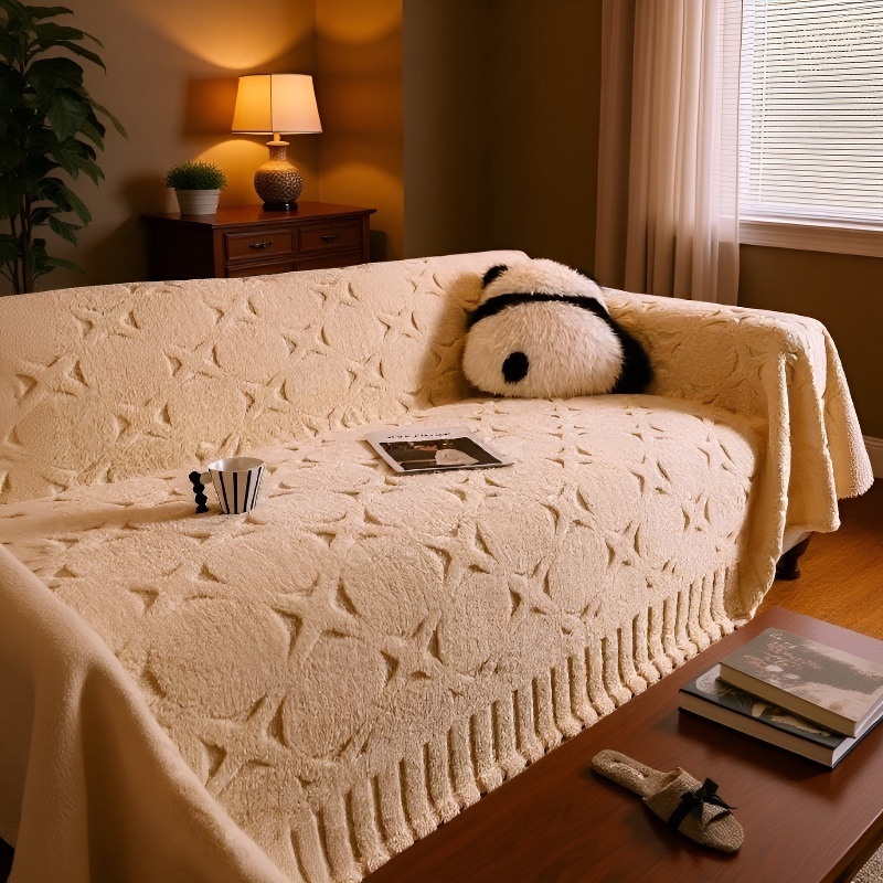 Anti-Kratz Sofaüberwurf aus Plüsch, nordischer Stil, rutschfeste Sofahusse für Herbst und Winter