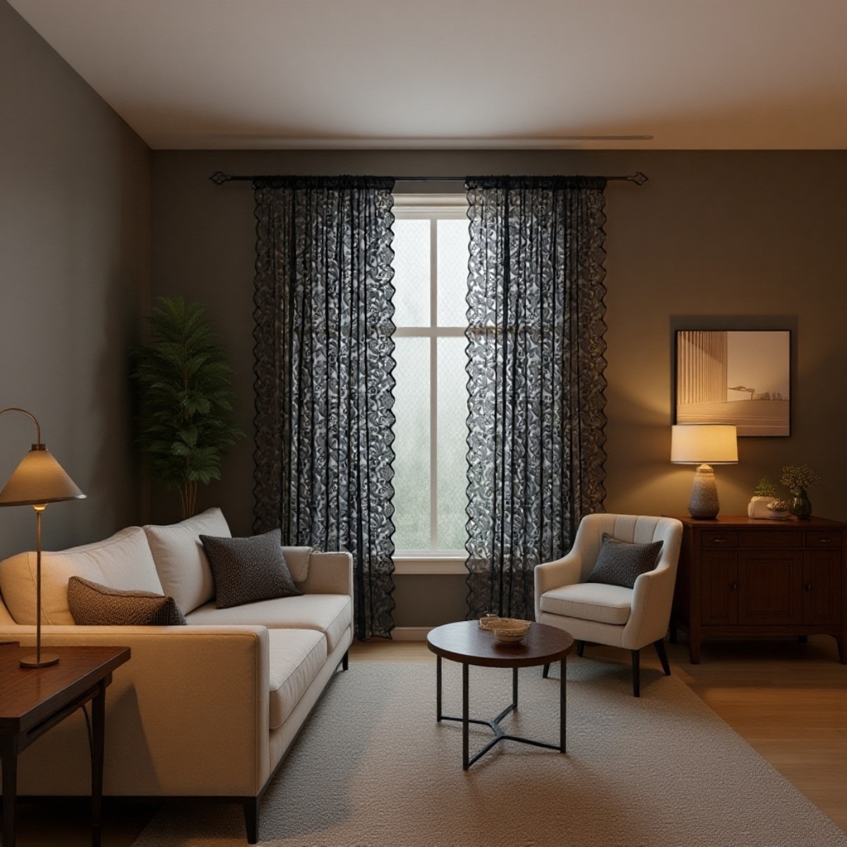 Dekorativer, undurchlässiger Fensterbehang aus Spitze