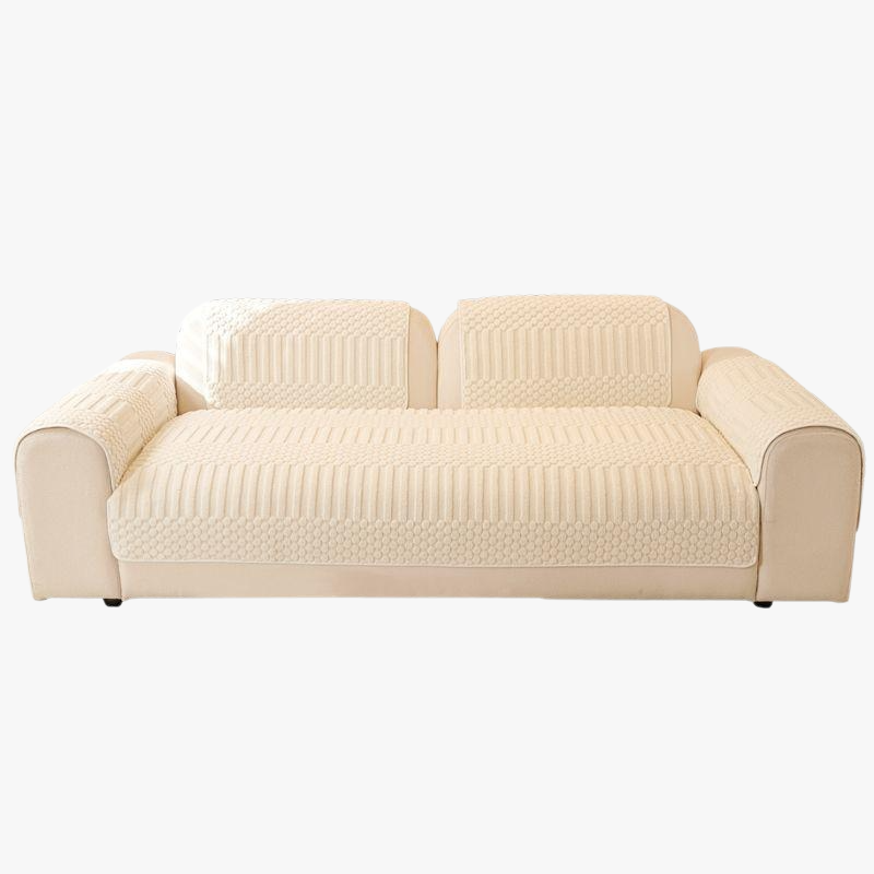 Rutschfester Sofabezug aus Leder mit Plüschpolster für Herbst und Winter