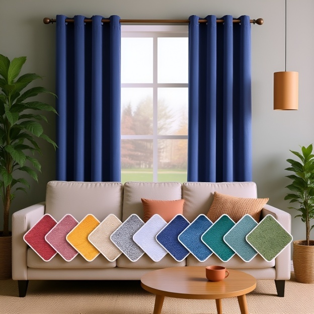 Dekorativer Verdunkelungsvorhang für Wohnzimmer, Einfarbig