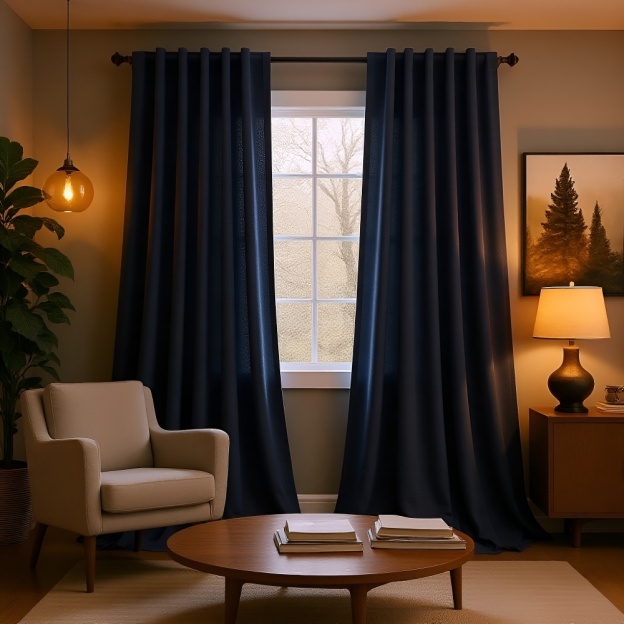 Dekorativer Verdunkelungsvorhang für Wohnzimmer, Einfarbig