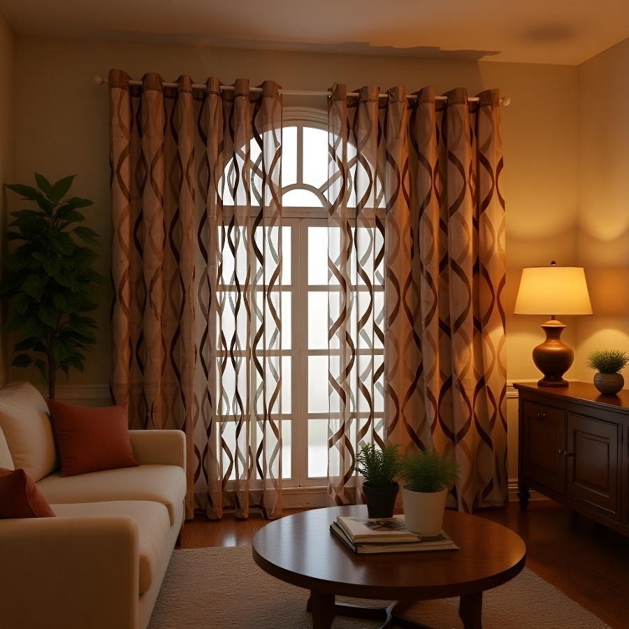Transparenter Jacquard Vorhang für Wohnzimmerfenster, Innen Dekor